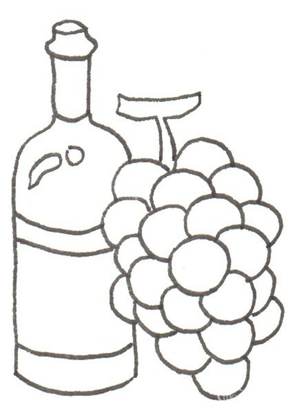 卡通画:葡萄酒的简笔画绘画步骤
