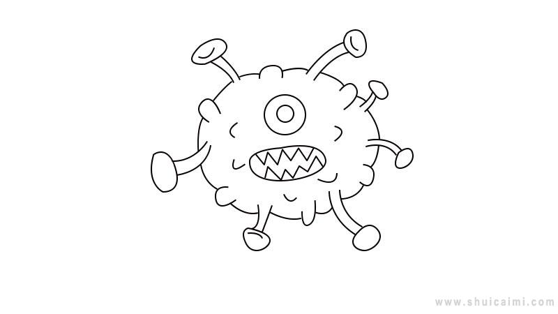 新冠病毒简笔画怎么画新冠病毒简笔画简单又好看