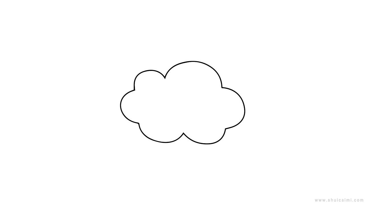 首先我们用线条描绘出卡通云朵的外轮廓