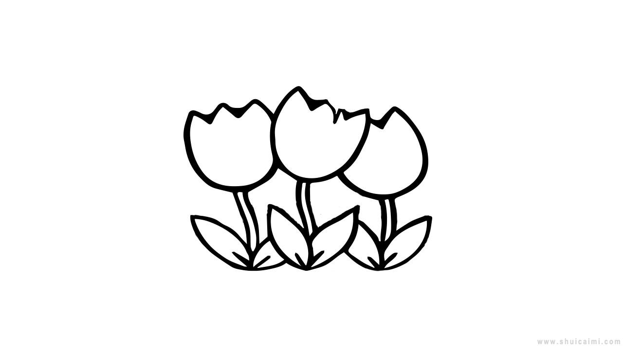 首先我们描绘出三朵花的花朵,这一篇文章告诉你花丛简笔画怎么画,让你