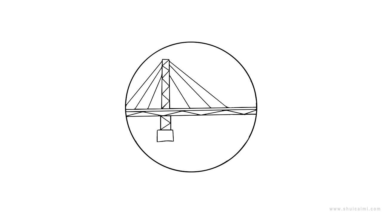 首先我们画出斜拉桥的的桥墩和桥梁这一篇文章告诉你斜拉桥简笔画怎么
