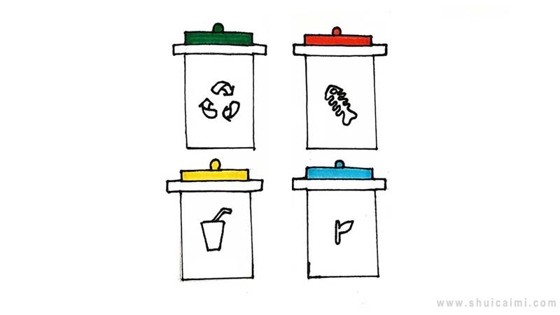 分类垃圾桶简笔画怎么画分类垃圾桶简笔画简单又好看