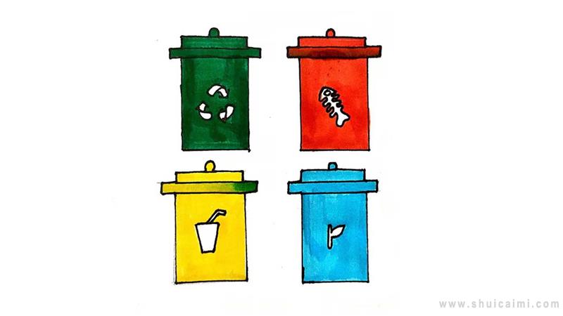 分类垃圾桶简笔画怎么画分类垃圾桶简笔画简单又好看