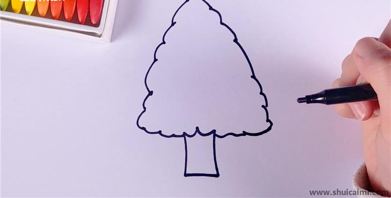 3.最后为大树涂上颜色我们的大树简笔画就完成啦