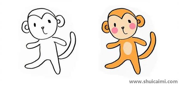 小猴子彩色儿童简笔画