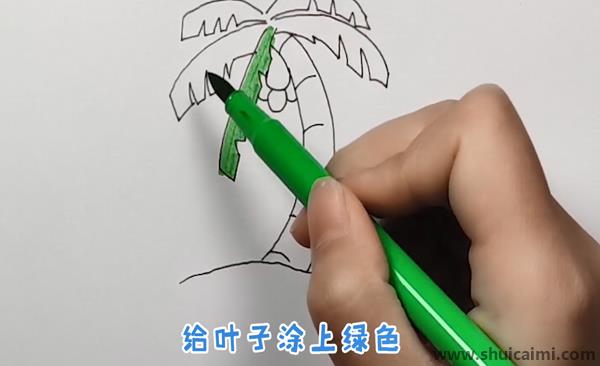 椰子树儿童画怎么画椰子树简笔画带颜色好看