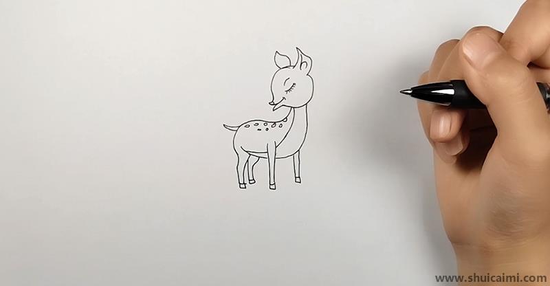 可爱简单小鹿儿童画怎么画卡通小鹿简笔画