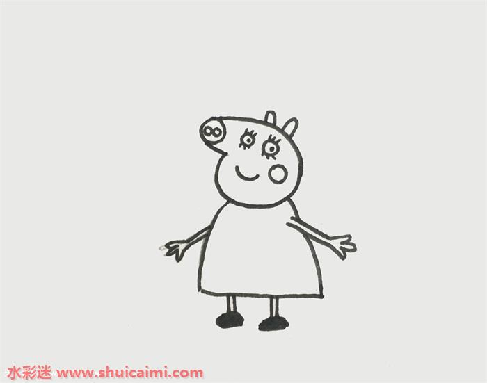 可爱猪妈妈怎么画简单又漂亮小猪佩奇猪妈妈儿童简笔画步骤图
