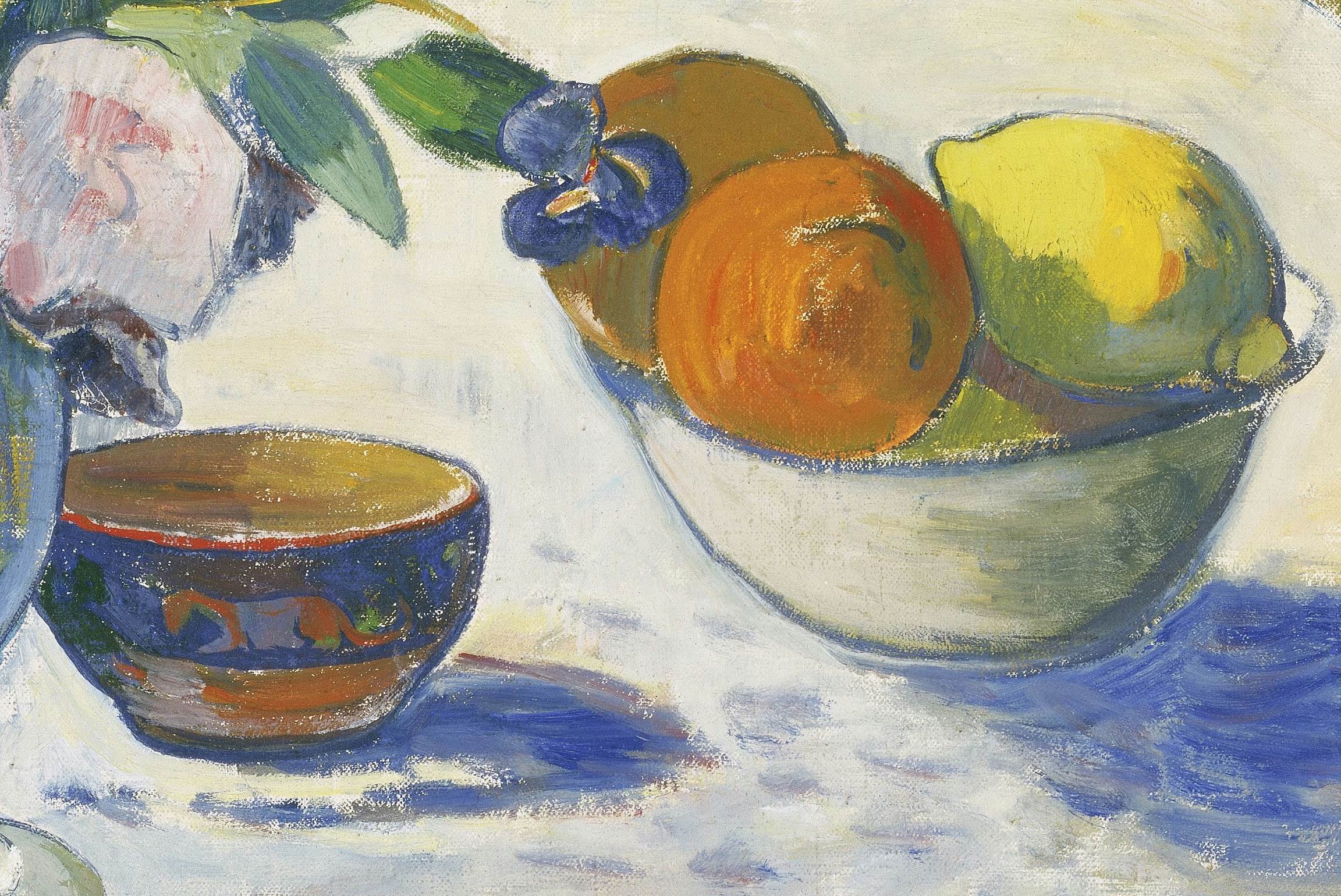 保罗高更paulgauguin油画作品桌上的鲜花与碗里的水果flowersandabowl