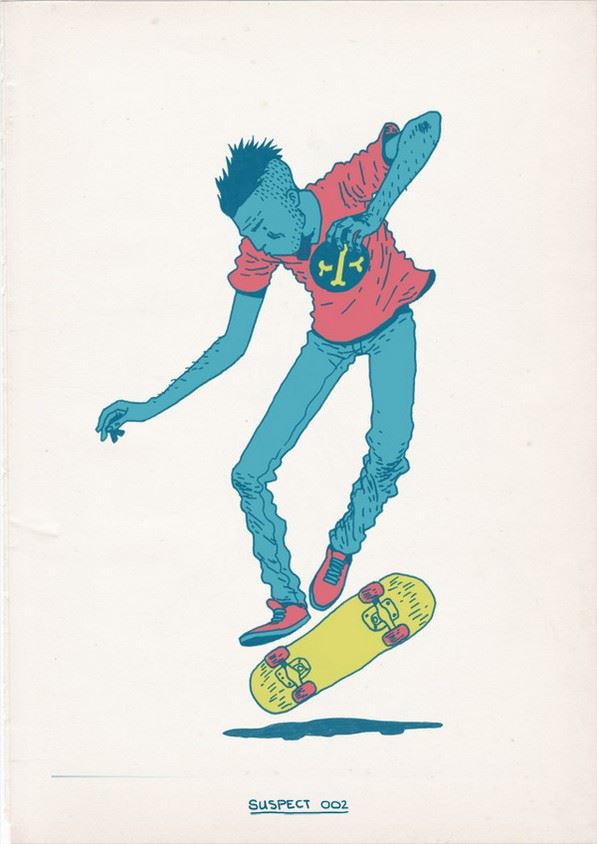 手绘动漫滑板少年插画图片大全