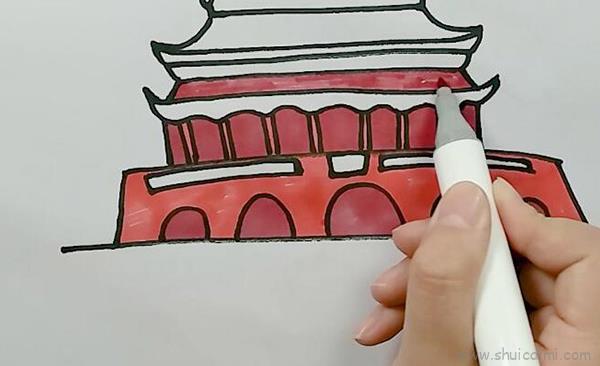 涂色北京天安门儿童画怎么画北京天安门简笔画简单