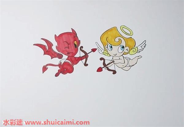 小天使和小恶魔怎么画小天使和小恶魔简笔画图片彩色