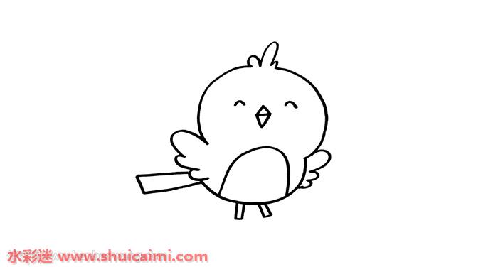 1,首先在我们画出小鸟的头部轮廓,头顶画上小鸟的毛发.