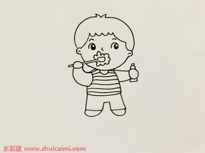 儿童刷牙怎么画 儿童刷牙简笔画步骤图