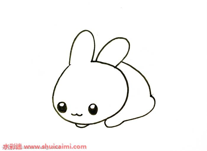 趴着小兔子简笔画的画法步骤图解 1,首先画出小兔子的头部轮廓,画一