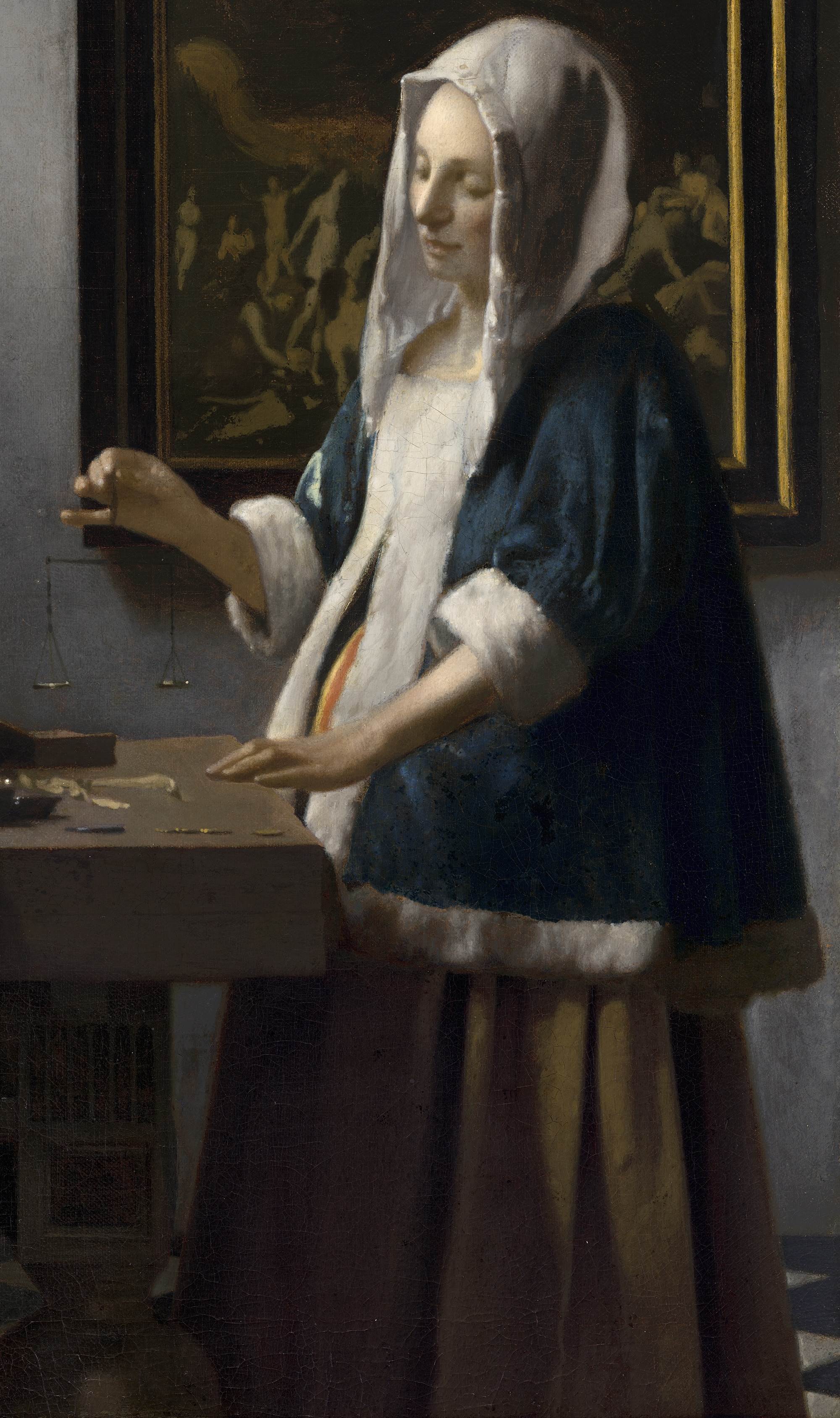 持天平的女人womanholdingabalance维米尔johannesvermeer油画作品