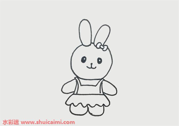 一个可爱的小兔子的形状就画出来了.