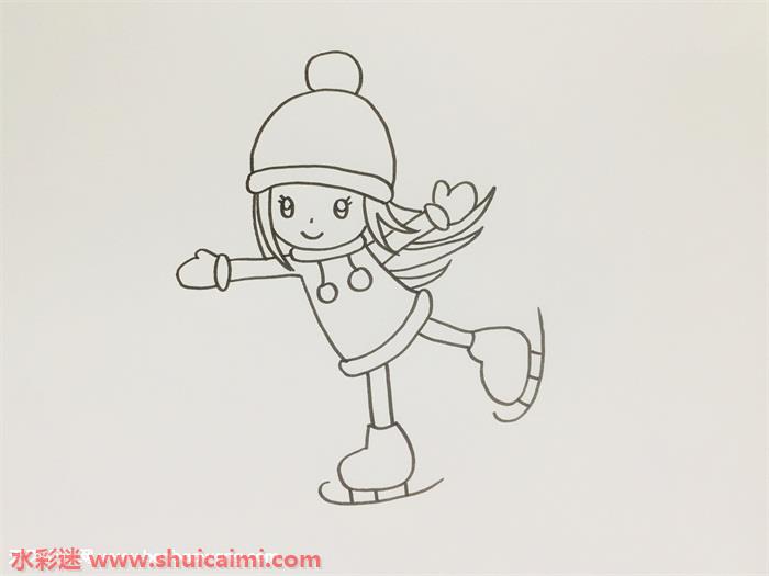 小女孩滑冰怎么画小女孩滑冰简笔画画法