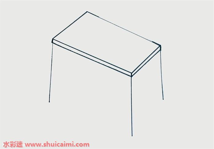 继续把桌面和四条桌腿补充完成,画出立体的桌子.4.