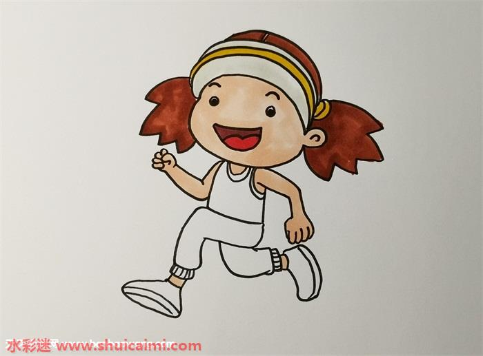 小女孩跑步怎么画小女孩跑步简笔画简单易画彩色