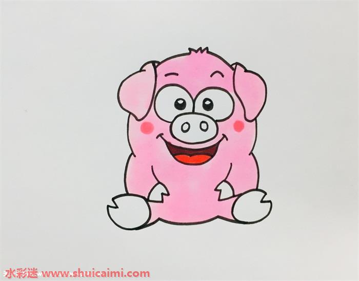 小猪简笔画怎么画漂亮彩色