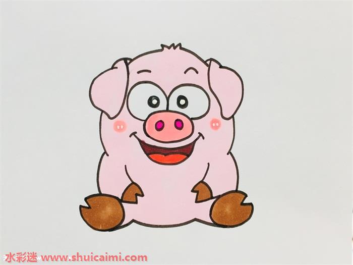 小猪简笔画怎么画漂亮彩色