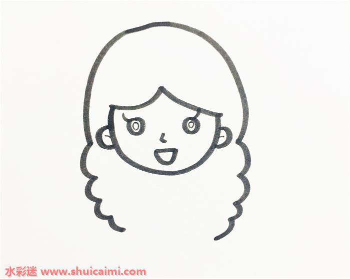 长发妈妈简笔画的画法步骤图解 1,首先要画出妈妈长长的头发轮廓出来