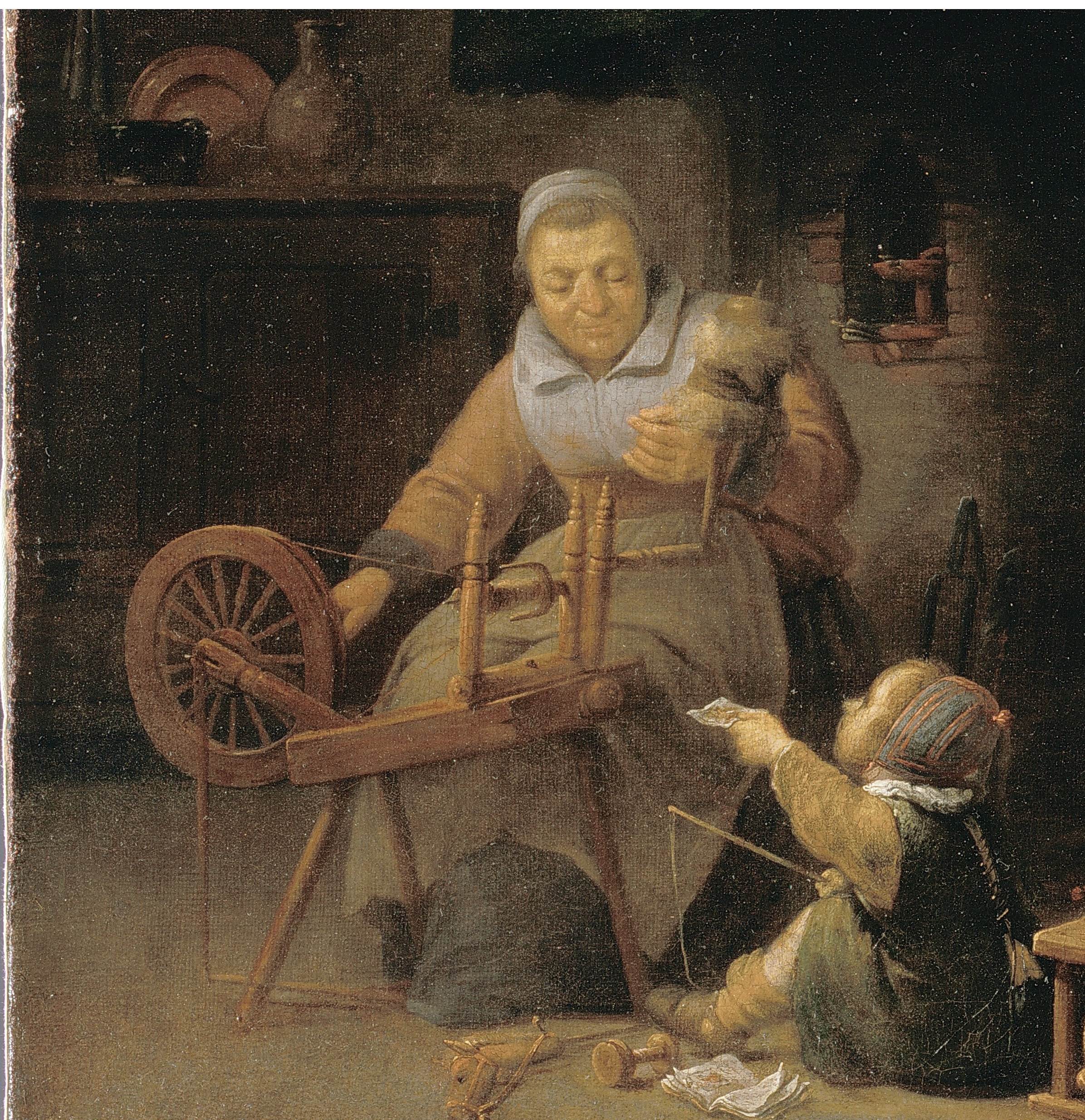 纺纱的女人womanspinningpieternijs油画作品欣赏
