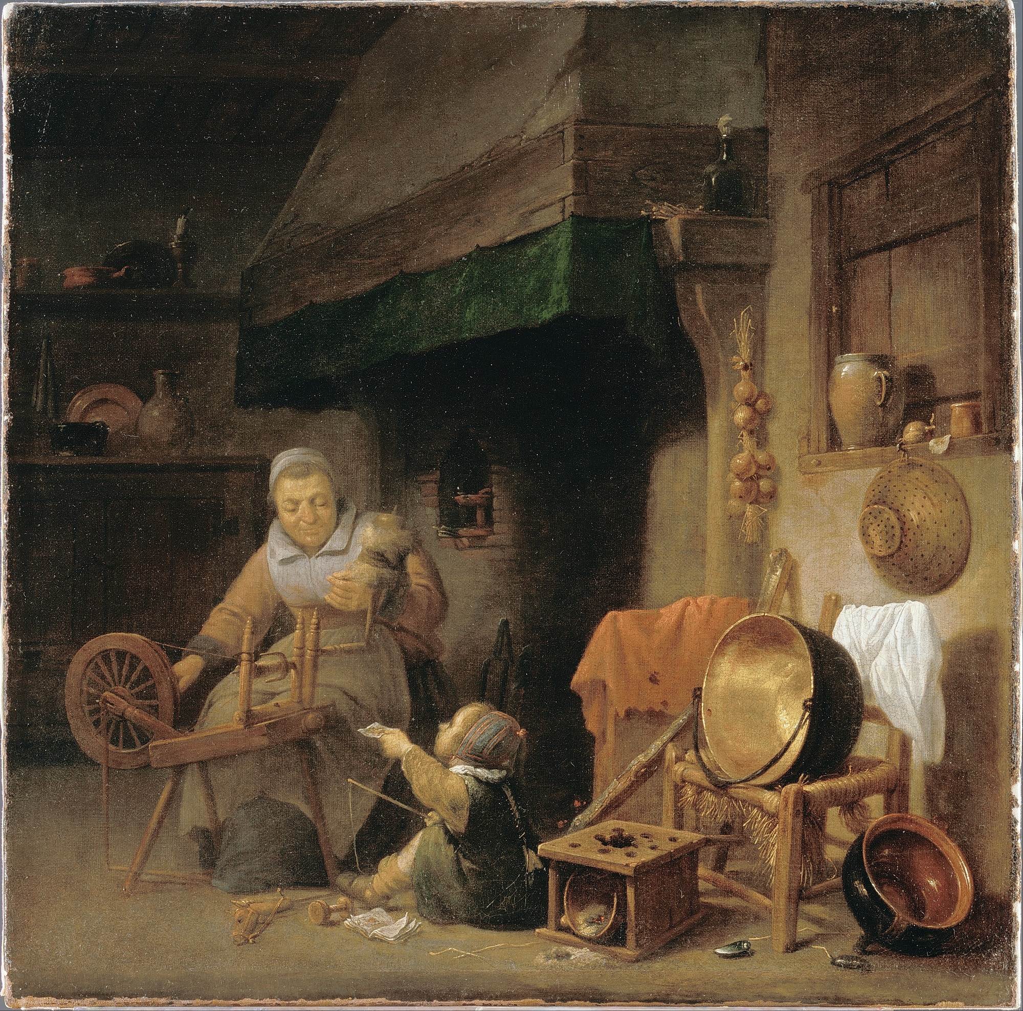 纺纱的女人womanspinningpieternijs油画作品欣赏