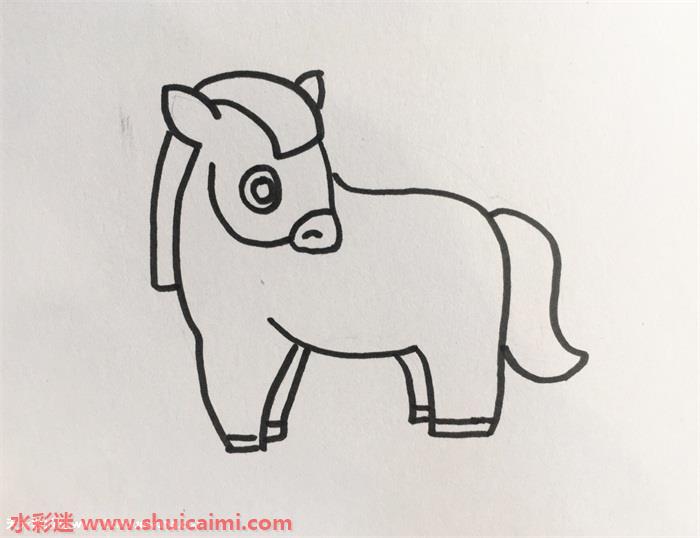1,先画出小马头顶的毛和尖尖的耳朵.