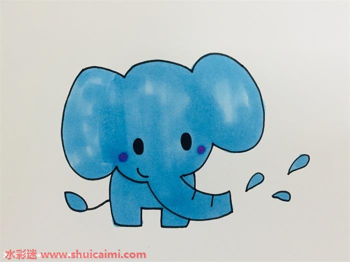 大象怎么画 大象简笔画简单好看带颜色 - 水彩迷