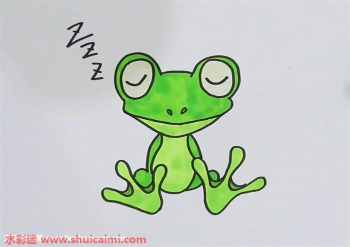 睡觉的青蛙怎么画 睡觉的青蛙简笔画彩色