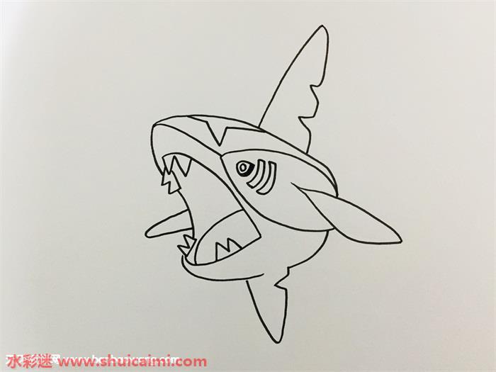 巨齿鲨怎么画巨齿鲨简笔画简单又漂亮彩色