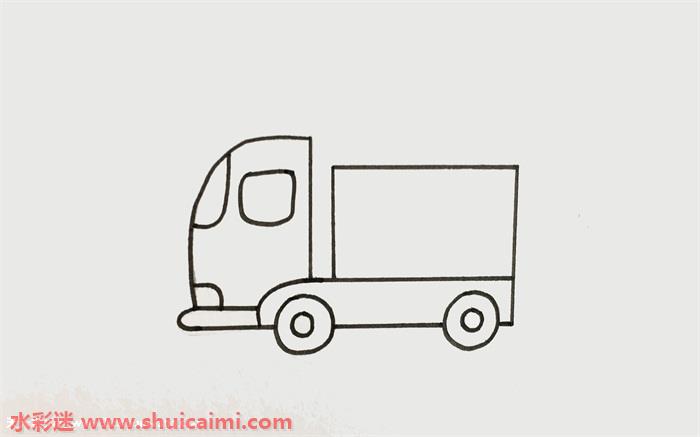 大卡车简笔画的画法步骤图解
