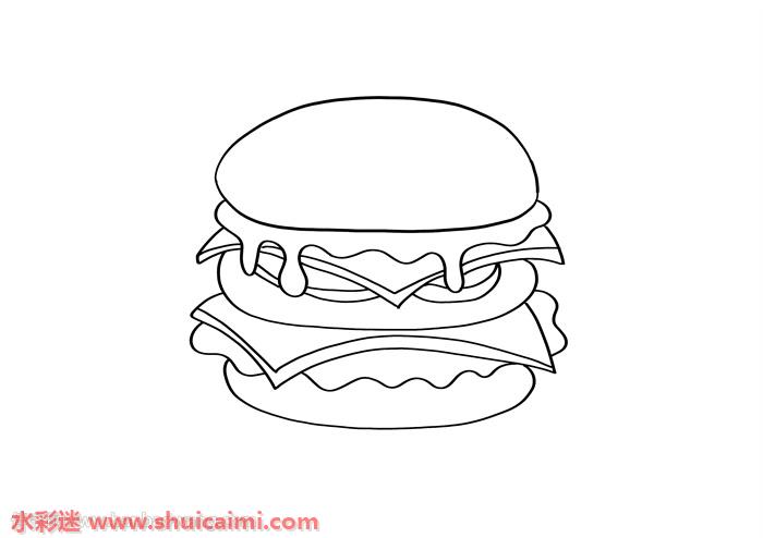 汉堡怎么画汉堡简笔画简单又漂亮彩色