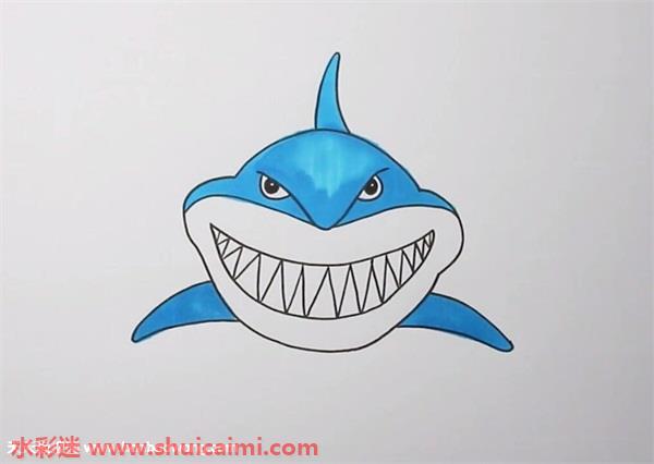 巨齿鲨怎么画巨齿鲨简笔画简单好看带颜色