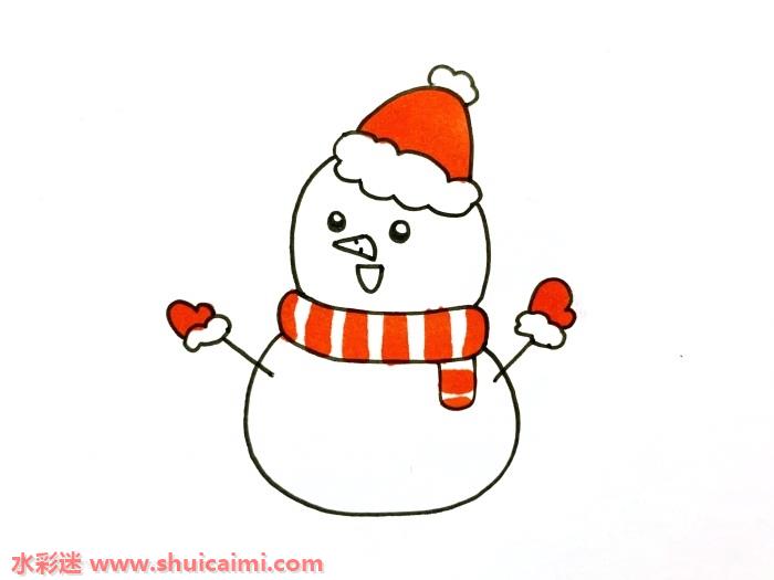 圣诞雪人怎么画圣诞雪人简笔画上色教程图解