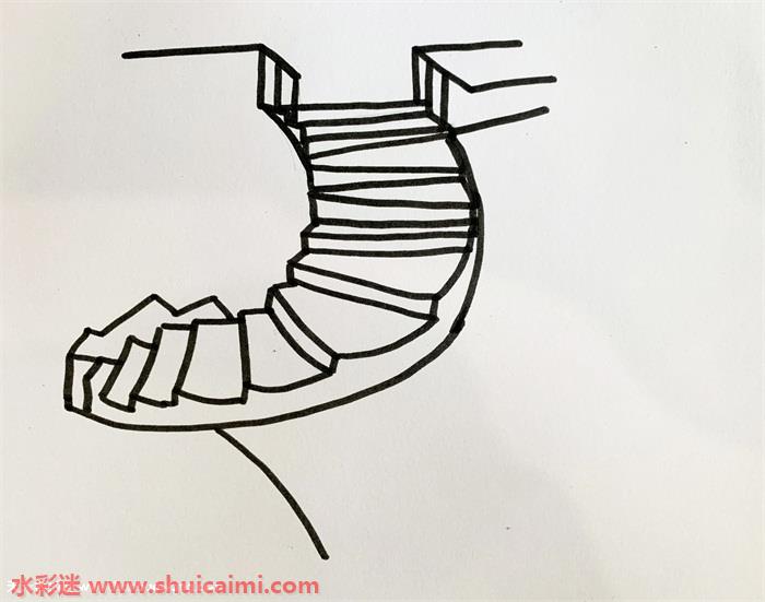 弧形楼梯怎么画弧形楼梯简笔画简单易画彩色