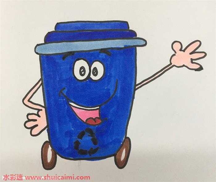 垃圾桶怎么画垃圾桶简笔画简单易画彩色
