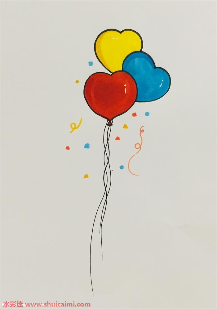 爱心气球简笔画的画法步骤图解