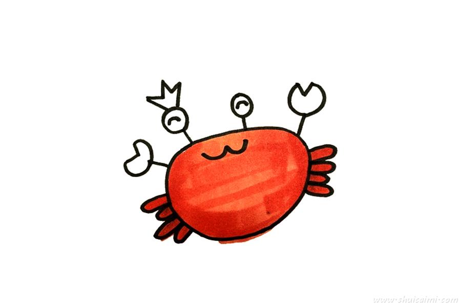 螃蟹怎么画螃蟹简笔画图片带颜色