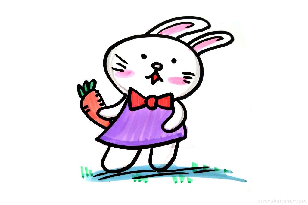 拿着胡萝卜卡通小兔子怎么画小兔子简笔画简单好看带颜色
