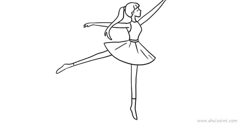 2,然后画出舞蹈家的身体和正在跳舞的四肢.3,最后涂上颜色就可以了.