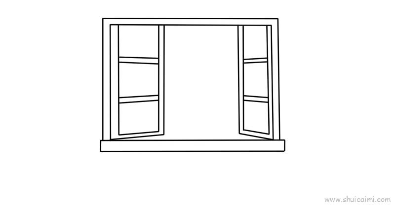 打开的窗户简笔画绘画教学步骤教程
