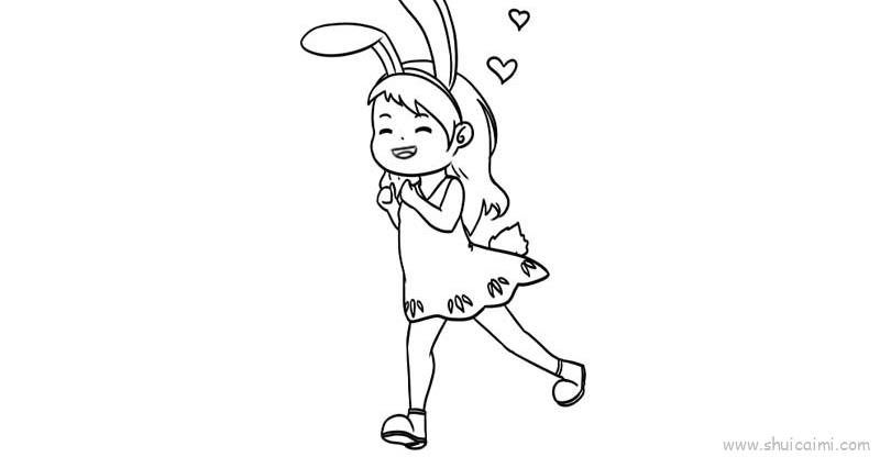 带兔耳朵的小女孩儿童画怎么画带兔耳朵的小女孩简笔画图片大全