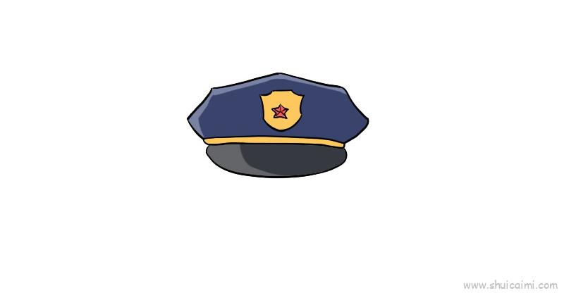 警察帽子简笔画画法图解