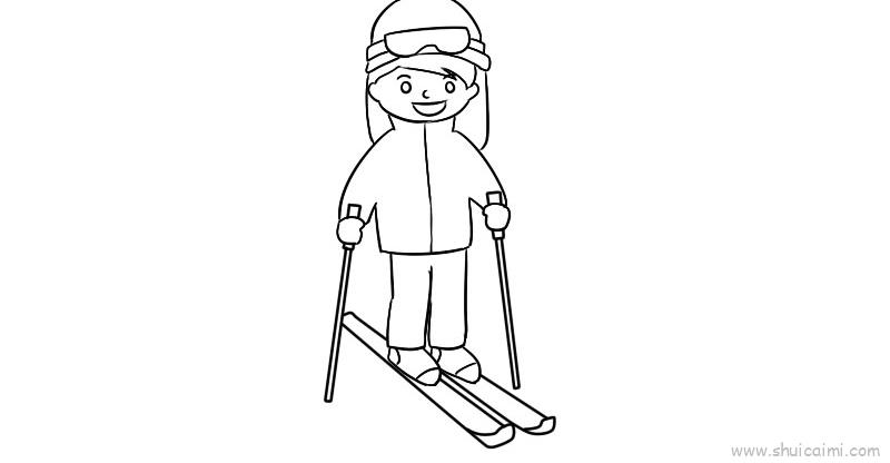 滑雪儿童画怎么画滑雪简笔画画法