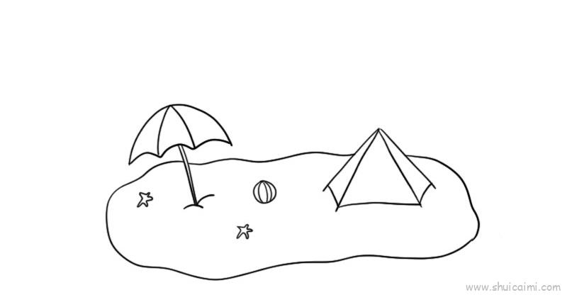 沙滩儿童画怎么画沙滩简笔画简单又好看