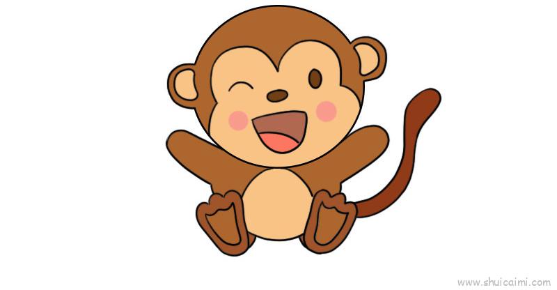 小猴子儿童画怎么画小猴子简笔画顺序
