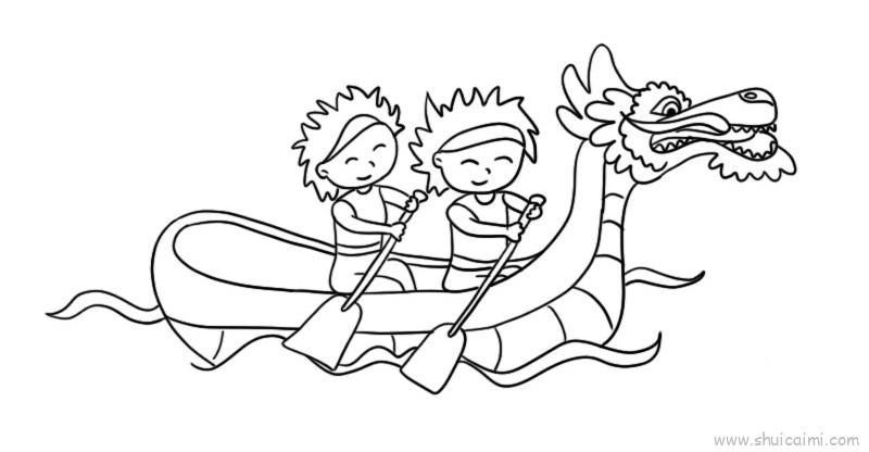 端午节赛龙舟儿童画怎么画端午节赛龙舟简笔画顺序
